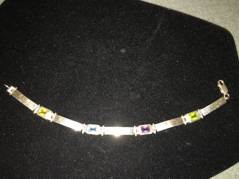 Bracelet Sterling Silver Rainbow Gemstones