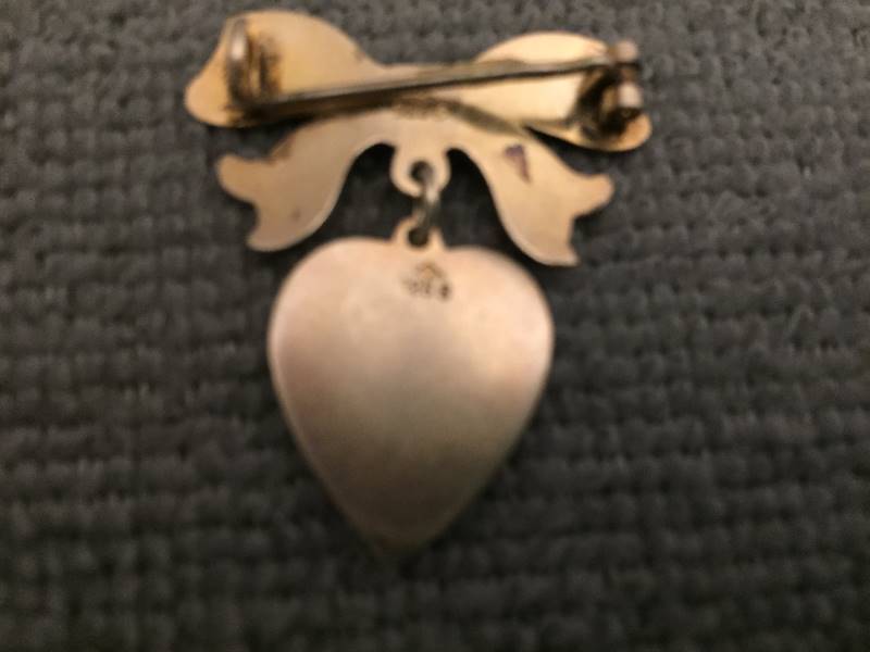 Pin Brooch Sterling Silver Enamel Heart