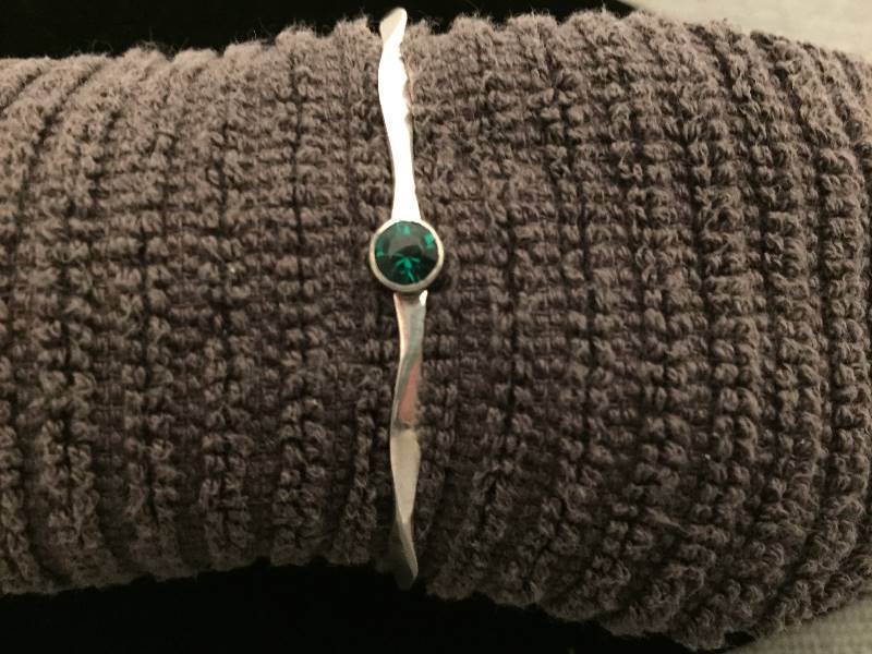 Bracelet Sterling Silver Bangle Green Gemstone