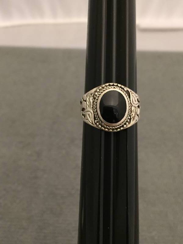 Ring Sterling Silver Black Stone