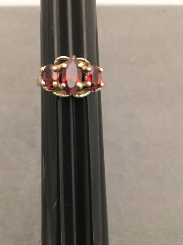 Ring Gold Overlay Sterling Orange Gemstone