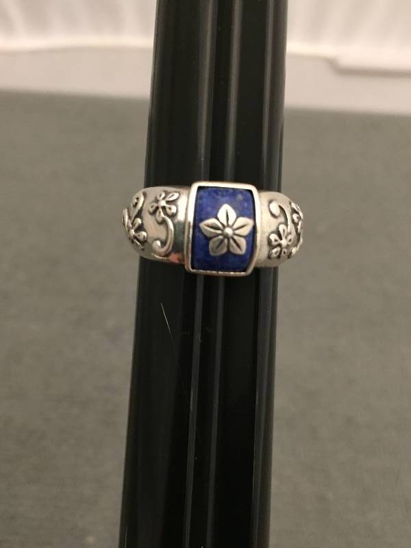 Ring Sterling Silver Blue Stone
