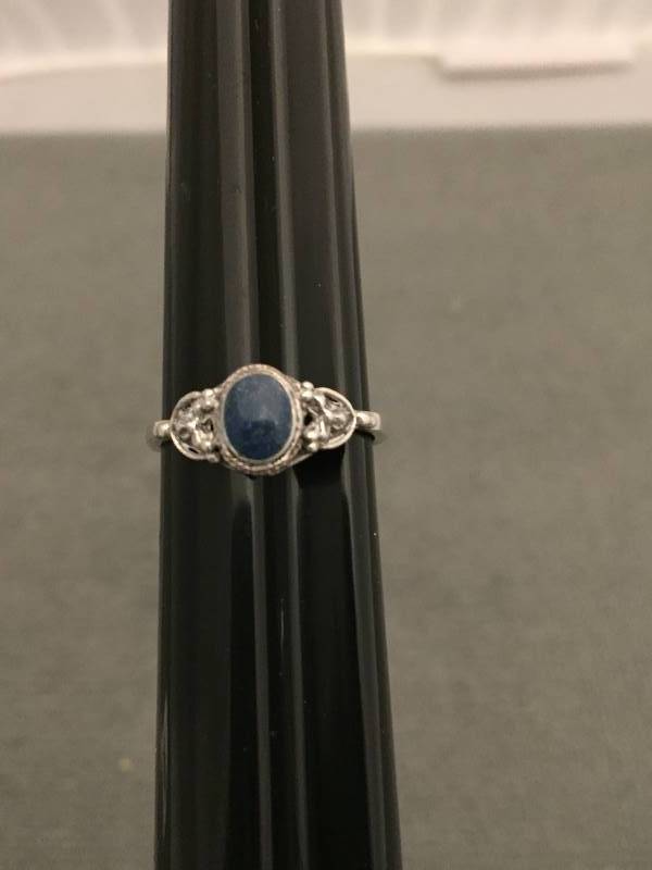 Ring Sterling Silver Dark Green Stone