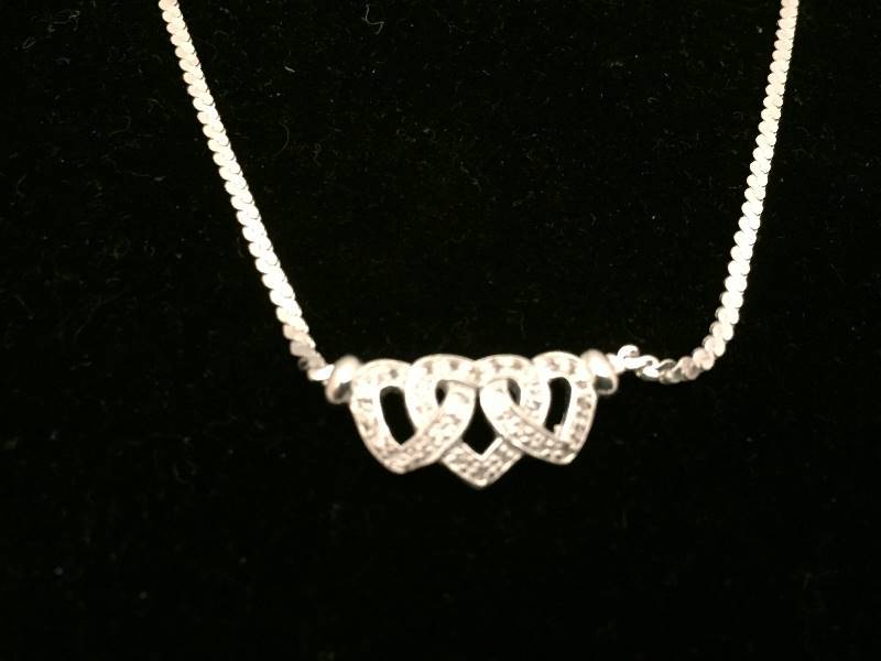 Necklace Sterling Silver Triple Heart