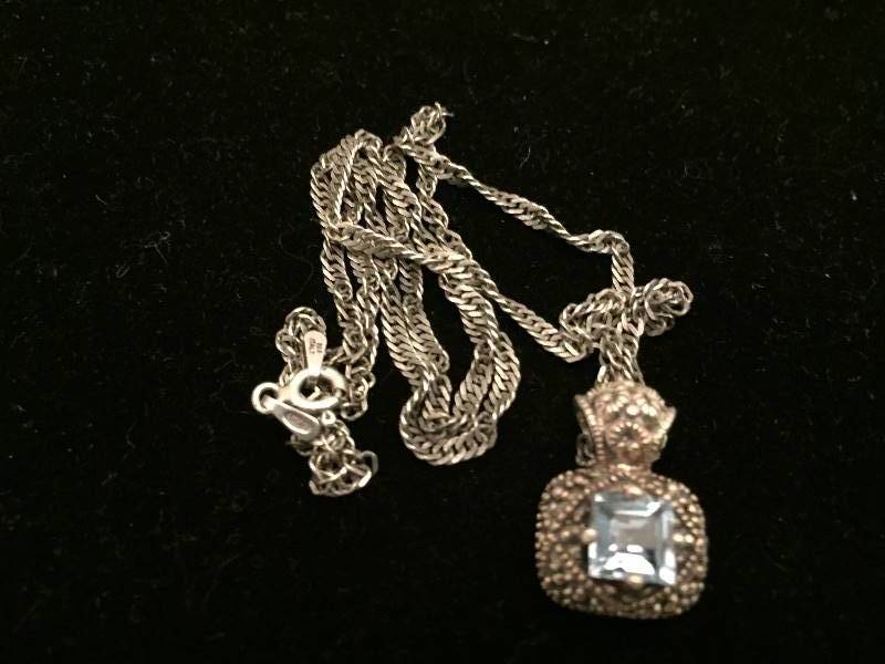 Necklace Sterling Silver Light Blue Gemstone Pendant