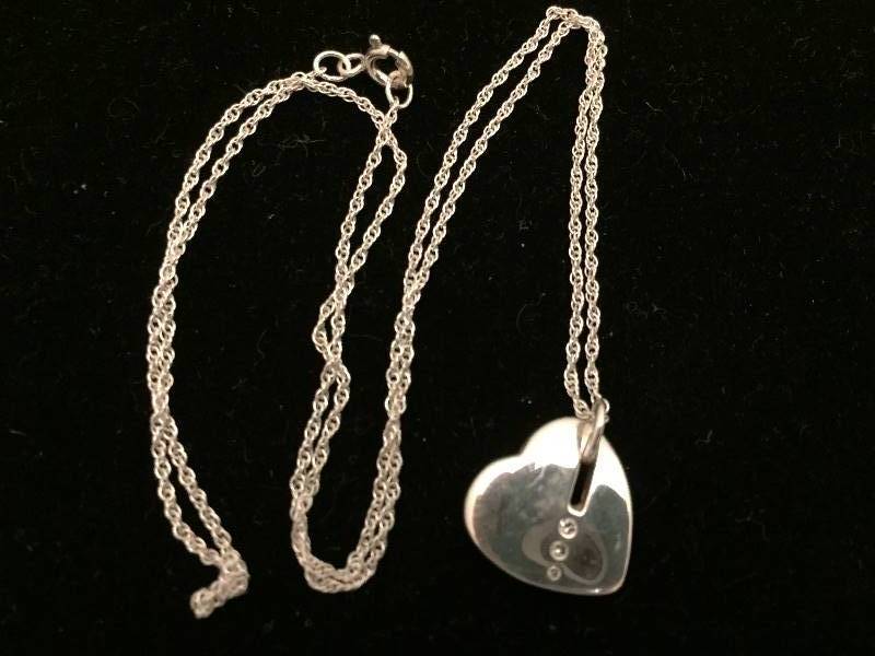 Necklace Sterling Silver Diamond Chip Heart Pendant