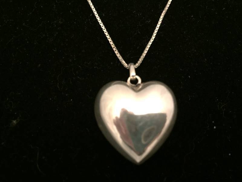 Necklace Sterling Silver Puffy Heart Pendant