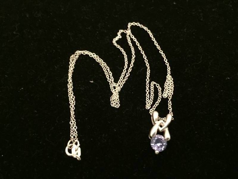 Necklace Sterling Silver Purple Blue Stone