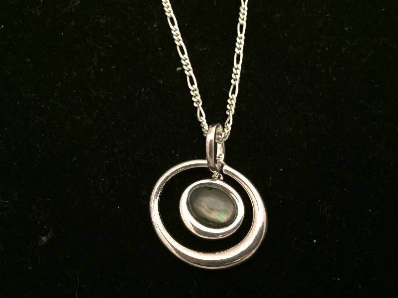 Necklace Sterling Silver Black Pearl Like Pendant
