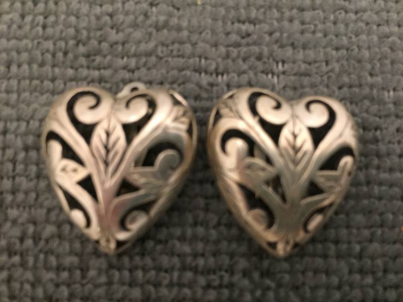 Earrings Sterling Silver Hearts Clip Back