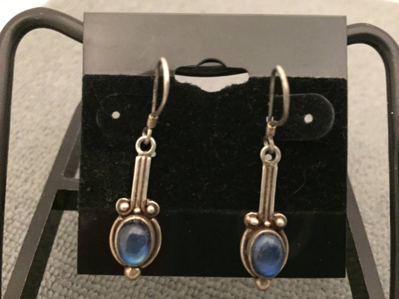 Earrings Sterling Silver Blue Stones