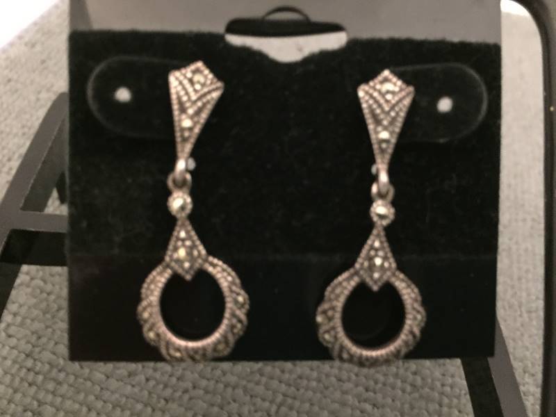 Earrings Sterling Silver Marcasite