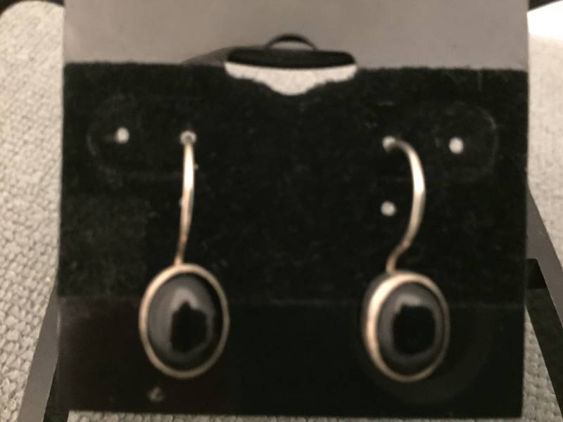 Earrings Sterling Silver Black Stones