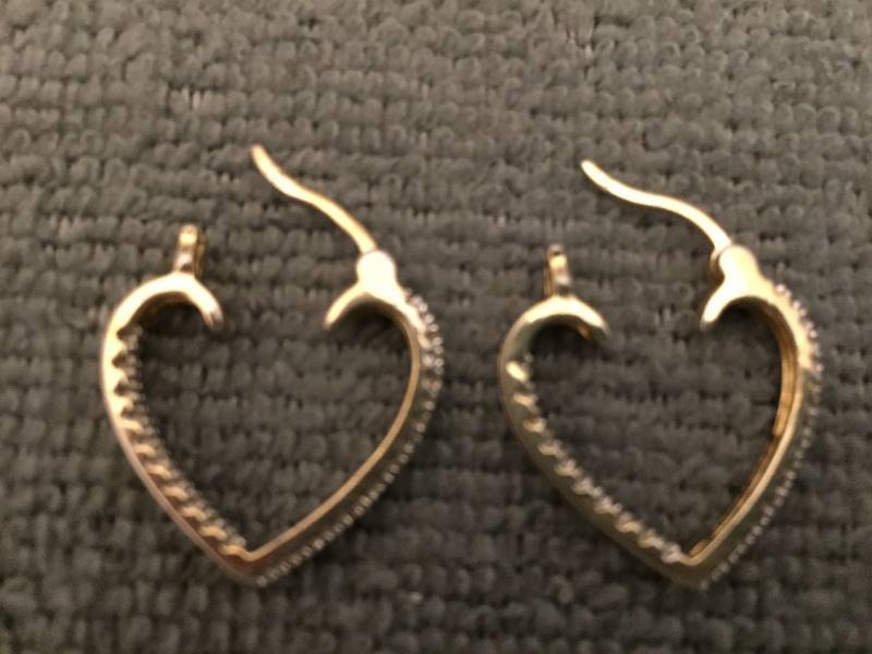 Earrings Sterling Silver with Gold Overlay - Hoops Hearts