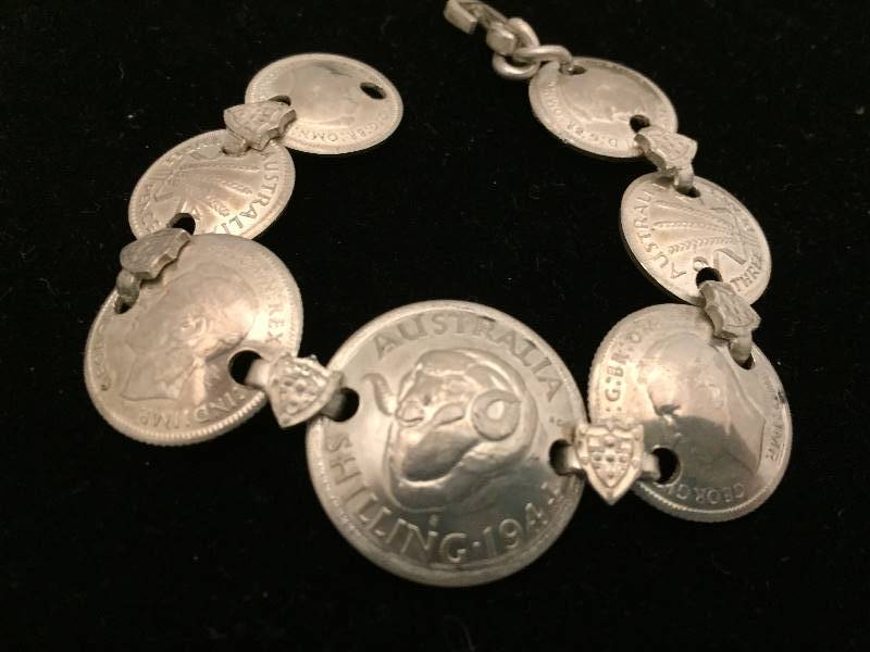 Bracelet Silver Coin Australia 1940s