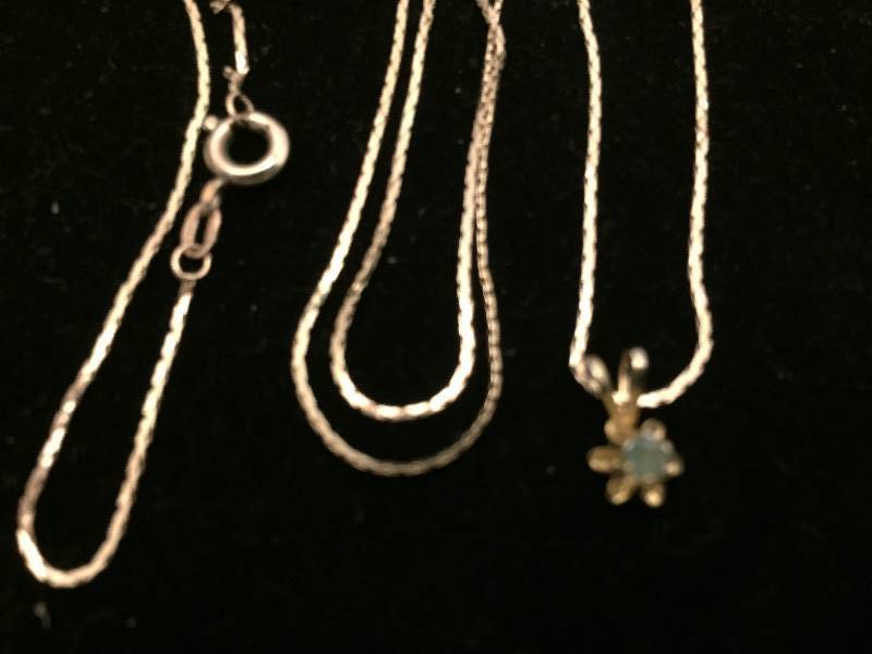 14KT Gold Chain with Green Stone Pendant