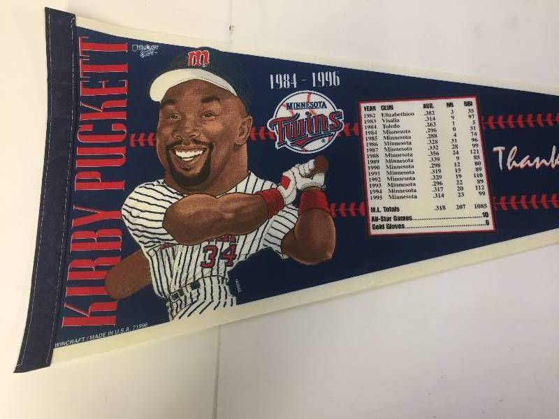 lot 190 image: Baseball Pennant Kirby Puckett Twins 1996
