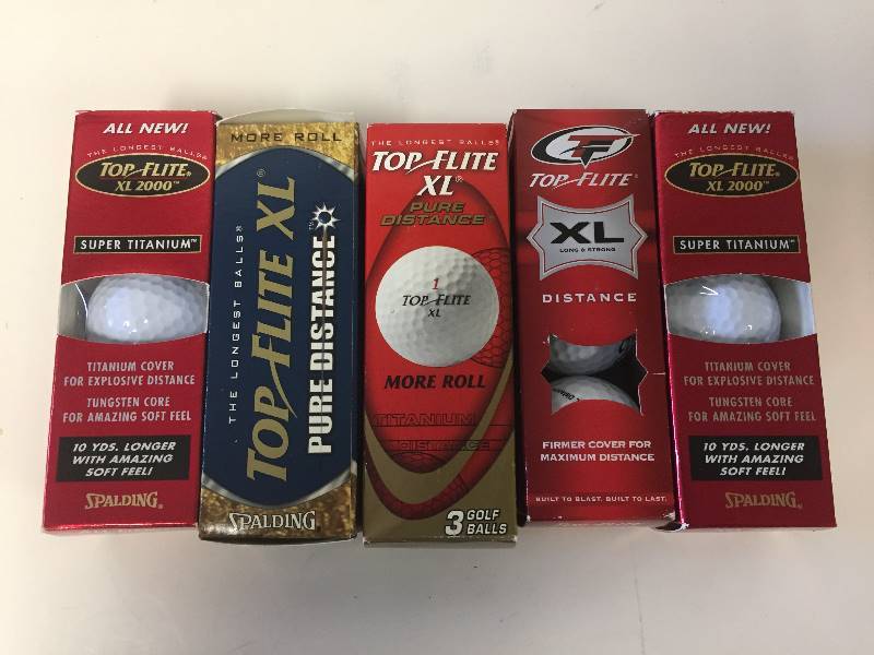 lot 236 image: 5 Packs of 3 Each New Top Flight Golfballs