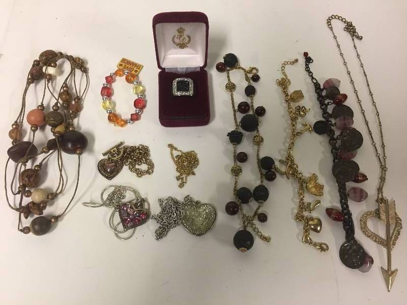 lot 238 image: Jewelry - bracelets, ring, necklaces