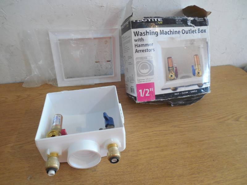 lot 63 image: Tectite 12 in. Brass Washing Machine Outlet Box with Water Hammer Arrestors