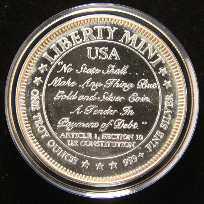 lot 07 image: 1 TROY OZ. .999 FINE SILVER LIBERTY NO STATE SHALL IN AIRTITE