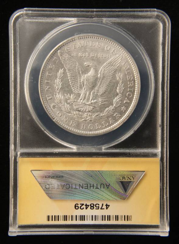 lot 11 image: 1901 MORGAN SILVER DOLLAR AU50 ANACS BETTER DATE COIN