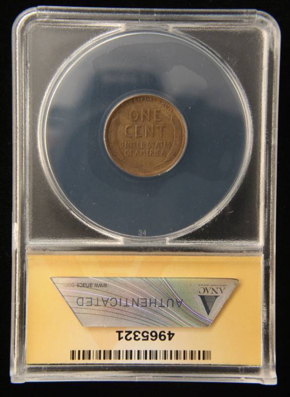 lot 14 image: 1911-S US WHEAT CENT VF20 ANACS