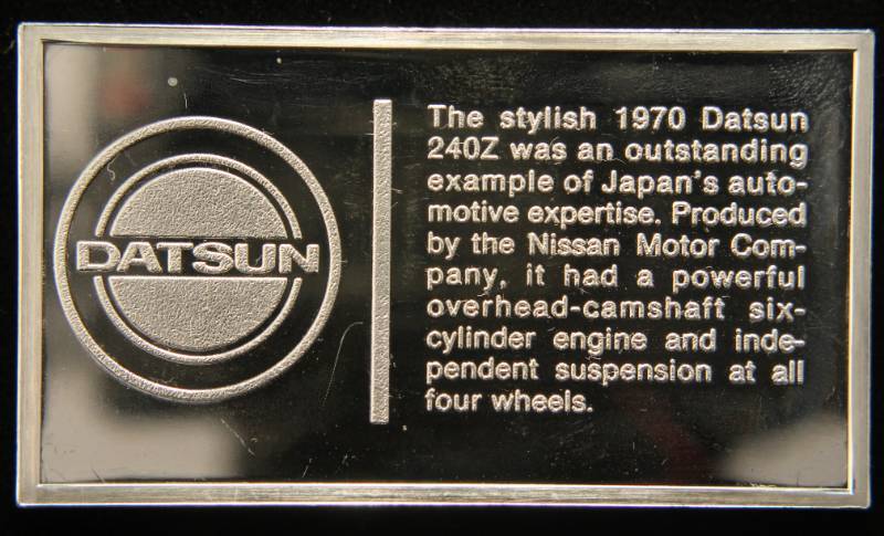 lot 26 image: VINTAGE 1970 DATSUN 1000 GRAINS (2.08 TROY OZ) STERLING SILVER BAR