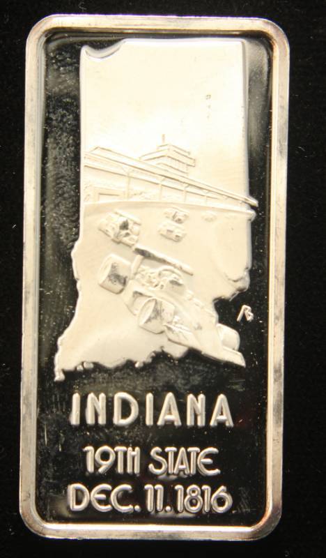 lot 46 image: 1 TROY OZ. .999 FINE SILVER BAR 50 STATES SERIES INDIANA