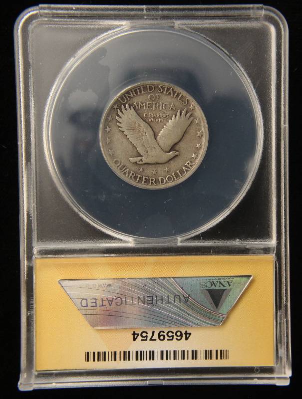lot 56 image: 1927-S STANDING LIBERTY QUARTER F12 ANACS BETTER DATE COIN