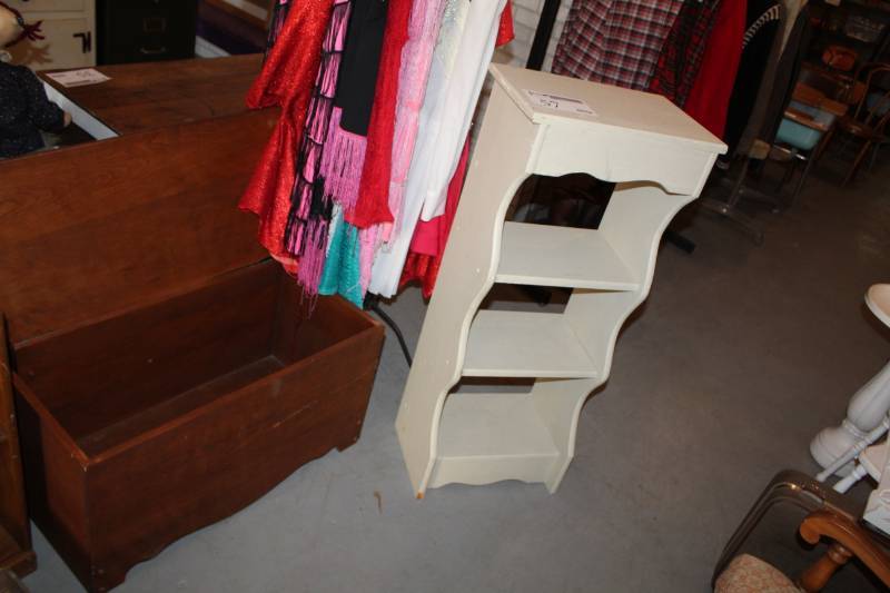 lot 57 image: 3-Tier Wood Book Shelf, Wood Chest