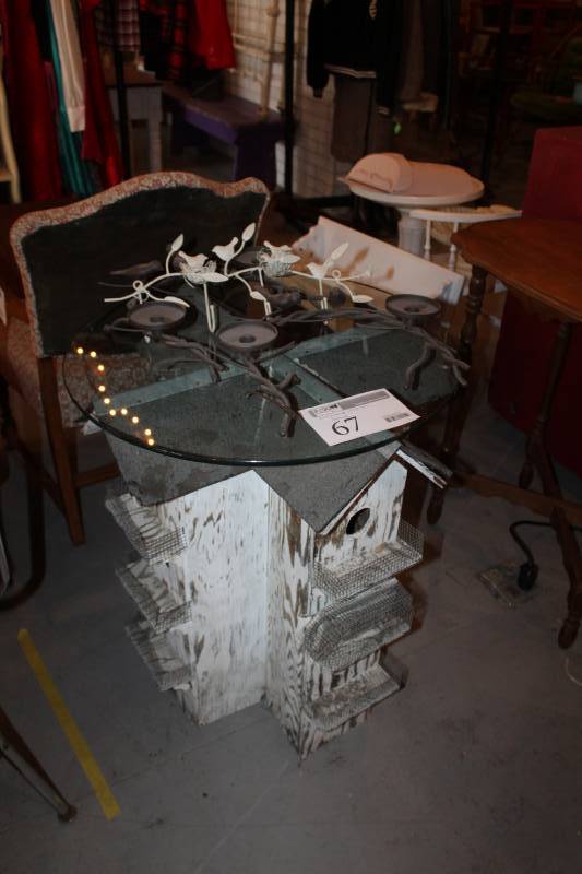 lot 67 image: Bird House Table, Candle Holders