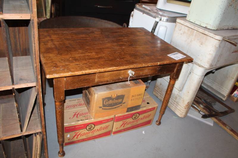 lot 53 image: Wood Table with 1-Drawer