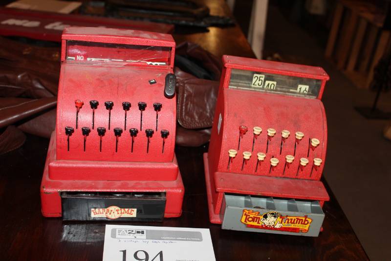 lot 194 image: Tom Thumb,Happy Time Vintage Toy Cash Registers