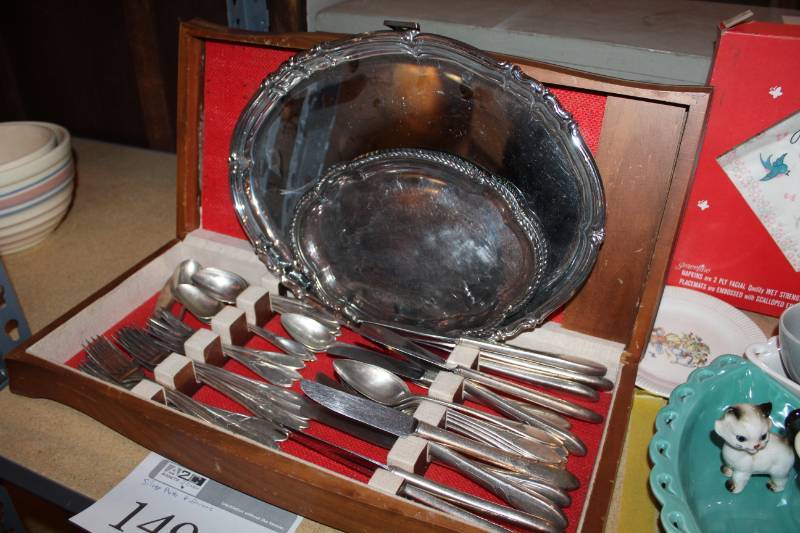 lot 149 image: Silver Platter, Silverware Set