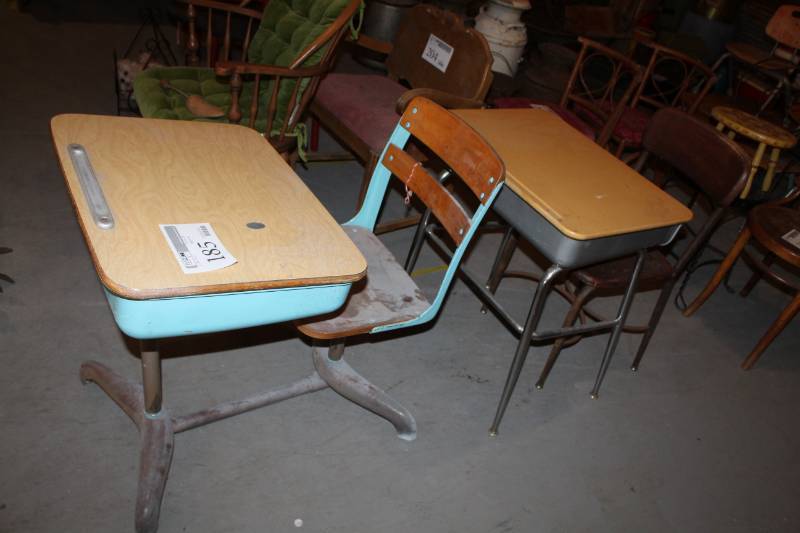 lot 185 image: Vintage School Desks