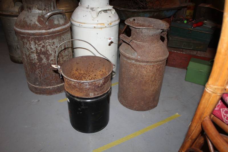 lot 203 image: Metal Milk Can, Metal Bucket