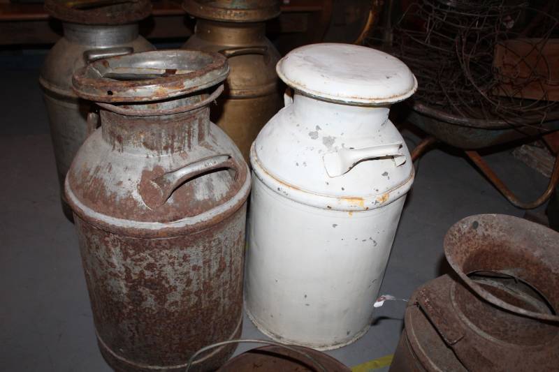 lot 202 image: Metal Milk Cans