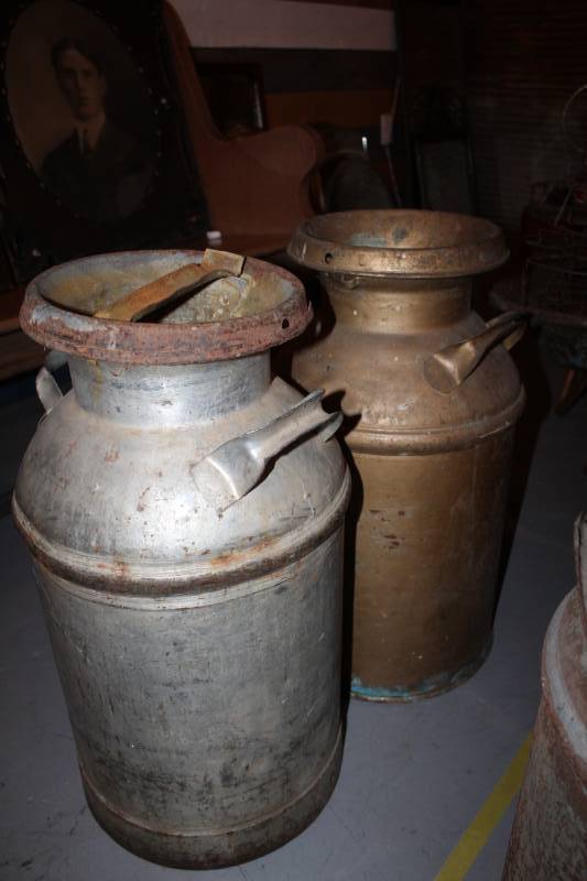 lot 201 image: Metal Milk Cans