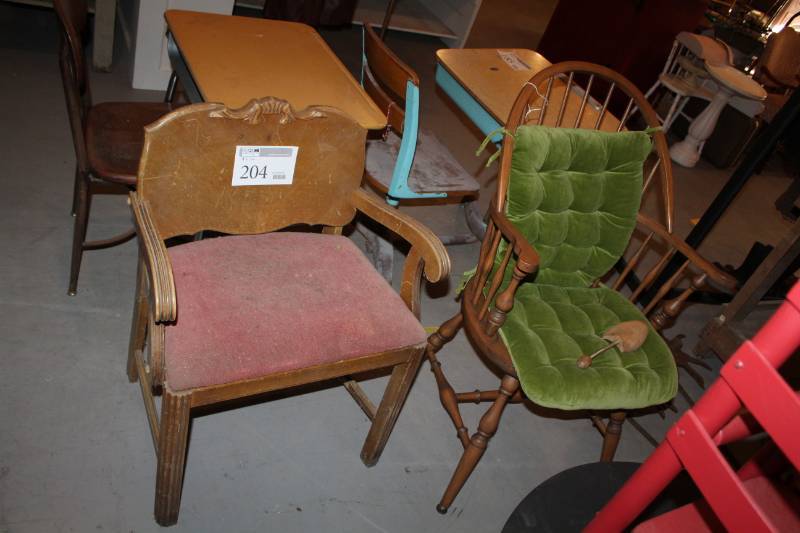 lot 204 image: Wood Living Room Arm Chairs