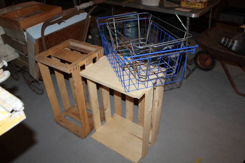 lot 269 image: Wood Crates, Wire Baskets