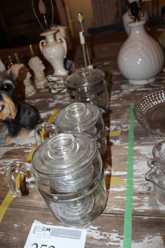 lot 252 image: Vintage Fire King Percolators Coffee Pots