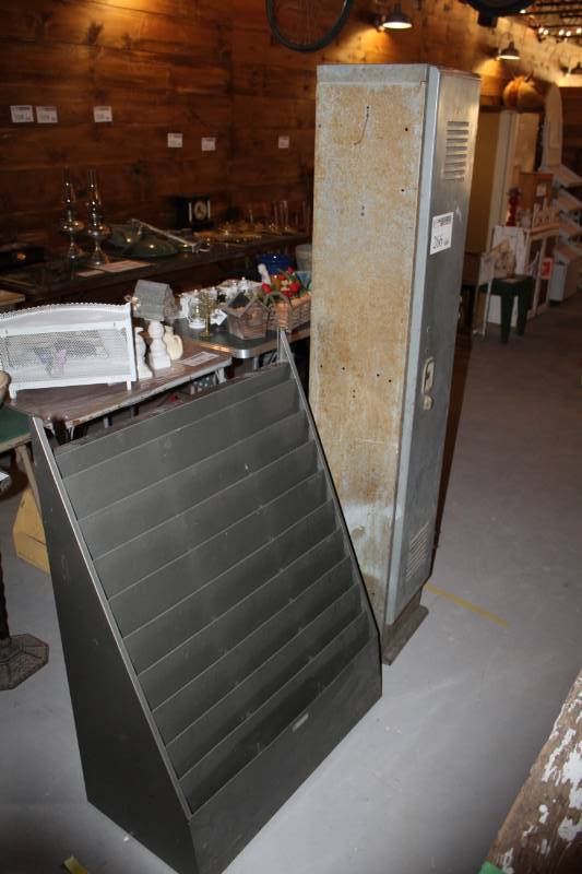 lot 266 image: Metal Locker, Metal Magazine Rack