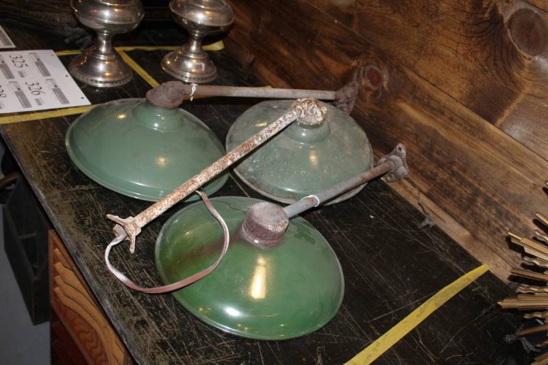 lot 320 image: Vintage Green Enamel Lights