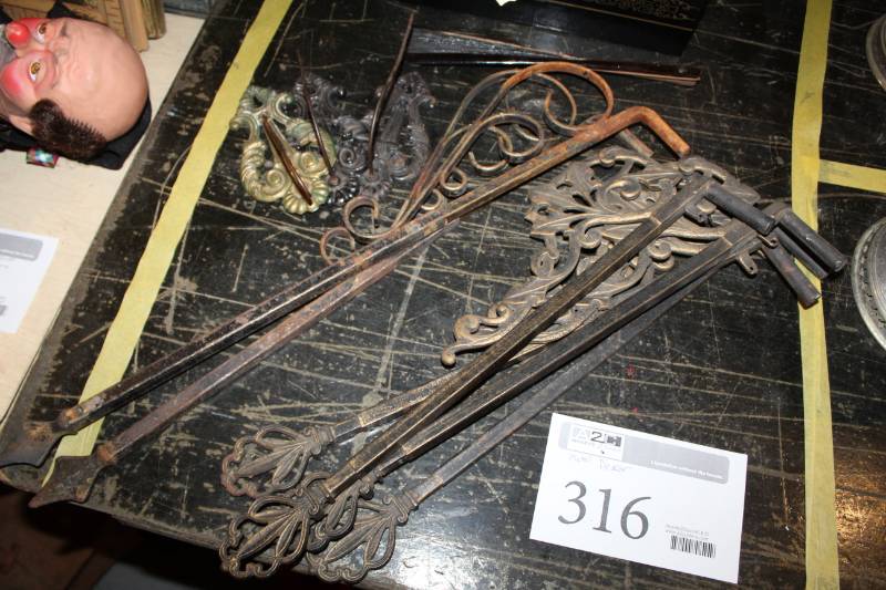 lot 316 image: Antique Metal Curtain Tie Backs