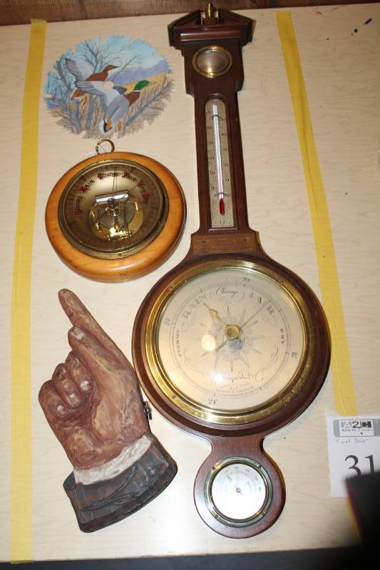 lot 312 image: Wall Dcor - Hand, Barometers, Duck