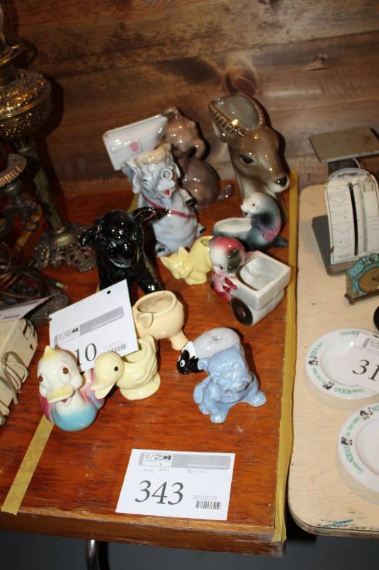 lot 310 image: Vintage Planters and Ceramic Decor - Duck, Dog, Pig Figurines