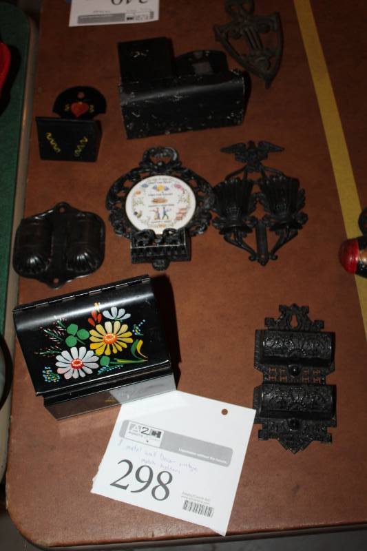 lot 298 image: Vintage Metal Wall Dcor Match Holders