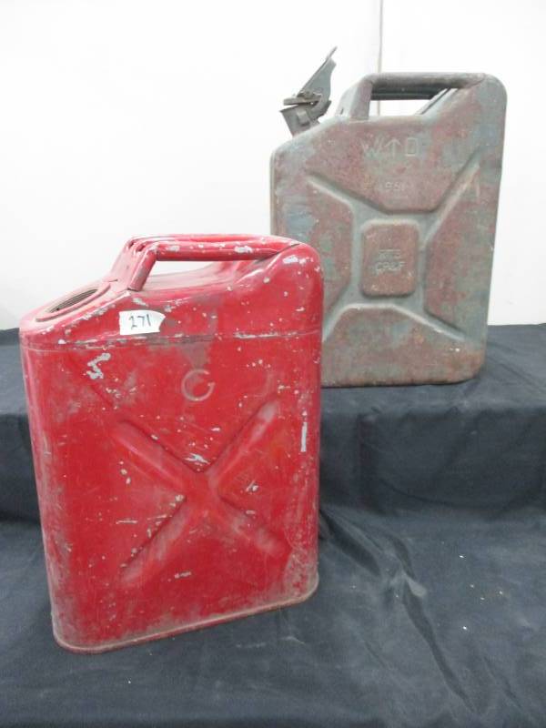 lot 21 image: Tow Old Gas Cans,