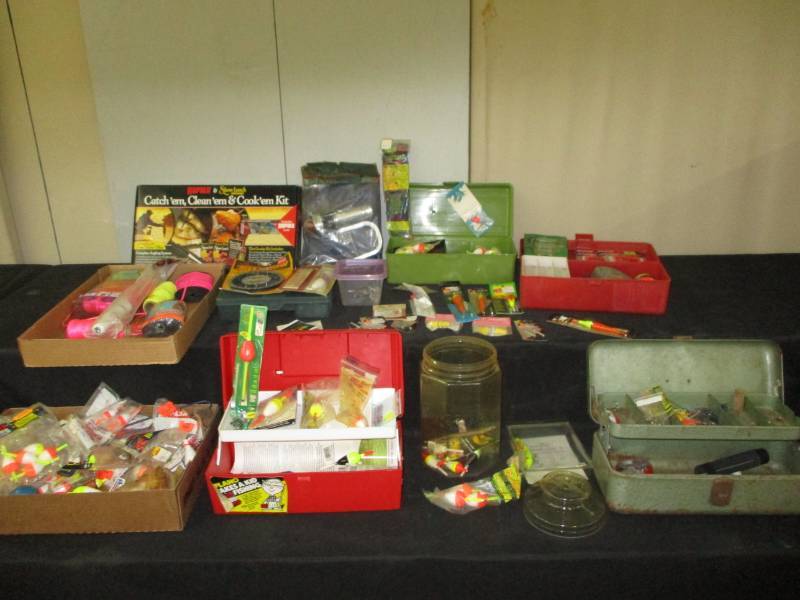 lot 49 image: Big Lot Of Fishing Items, Tackle, bait, bobbers